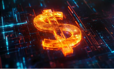 Digital currency symbol representing payroll exceptions resolved before payday with Aeonox payroll software